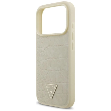 Etui Guess MagSafe do iPhone 17 Pro Croco Triangle Logo Gold