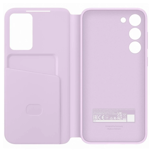 Etui na telefon Samsung Smart View Wallet Case do Samsung Galaxy S23+ Plus pokrowiec z inteligentną klapką okienkiem portfel na kartę liliowe (EF-ZS916CVEGWW)