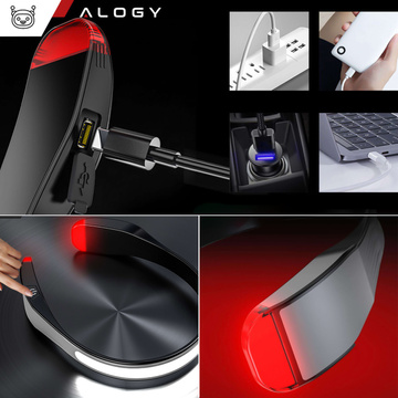 2x COB-LED-Stirnlampe zum Laufen auf dem Fahrrad, leistungsstark, wiederaufladbar, USB Typ C, Alogy-Stirnlampe, IPX4, schwarz