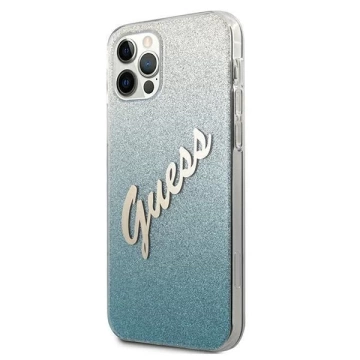 Guess GUHCP12LPCUGLSBL iPhone 12 Pro Max 6,7" niebieski/blaues Hardcase Glitter Gradient Script