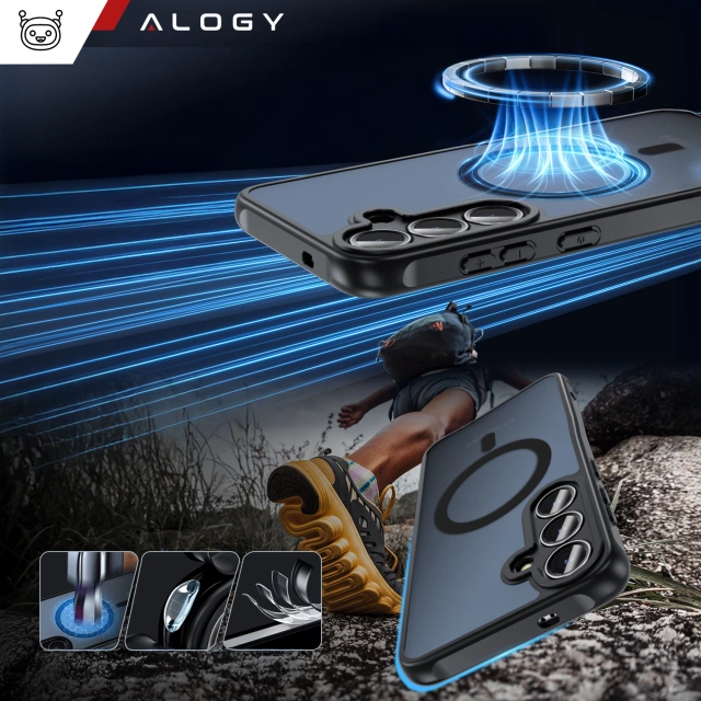 Etui do Samsung Galaxy S25 Plus obudowa ochronna na telefon Alogy Matte HybridMag™️ Case do MagSafe Matowe Czarne