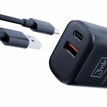 3mk HyperCharger 20W Wandladegerät 1xUSB-C 1xUSB-A PD/QC Schwarz