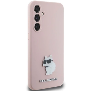 Karl Lagerfeld KLHCS23FESMHCNPP Schutzhülle für Samsung Galaxy S23 FE S711, rosa/rosa, Silikon, Choupette-Metallstift