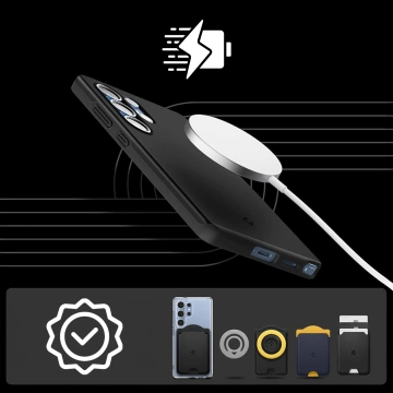 Samsung Galaxy S25 Ultra Schwarze Spigen Thin Fit Mag MagSafe Hülle