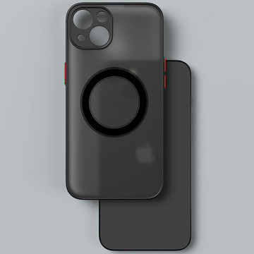 Apple iPhone 13 Mini Case Alogy Hybrid Mag Case für MagSafe mit Kameraschutz Mattschwarzes Qi-Ladegerät