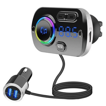FM Transmitter Bluetooth Autoladegerät 2x USB QC 3.0 MP3 Quick Charge Schwarz