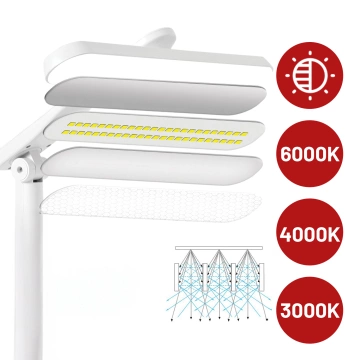 LED-Schreibtischlampe, Nachttischlampe, USB-Schreibtischlampe, Touch-verstellbar, Organizer und Telefonständer, Weiß