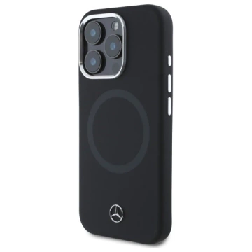 Mercedes Hülle für iPhone 16 Pro Max 6,9" Hardcase Silikon Ton in Ton Logo MagSafe Schwarz