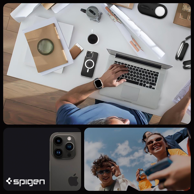 Etui do iPhone 15 Pro Max Spigen Ultra Hybrid MagFit do MagSafe obudowa ochronna na telefon White + Szkło