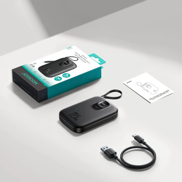 Powerbank Joyroom JR-PBF18 10000 mAh 22.5 W z kablem Lightning & USB-C – czarny
