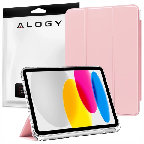 Etui do Apple iPad 11gen. 11" 2025 / 10gen. 10.9" 2022 Ochronne Hybrydowe z Miejscem na Rysik, Składana Okładka, Funkcja Podstawki, Alogy HybridBook™ Case  – Różowe