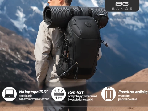 Bange wasserdichter Rucksack für 15,6-Zoll-Laptop, Stadtreisender, 45 x 30 x 16 cm, für Arbeit, Flugzeug, Herren, Damen, mit USB-Anschluss Schwarz