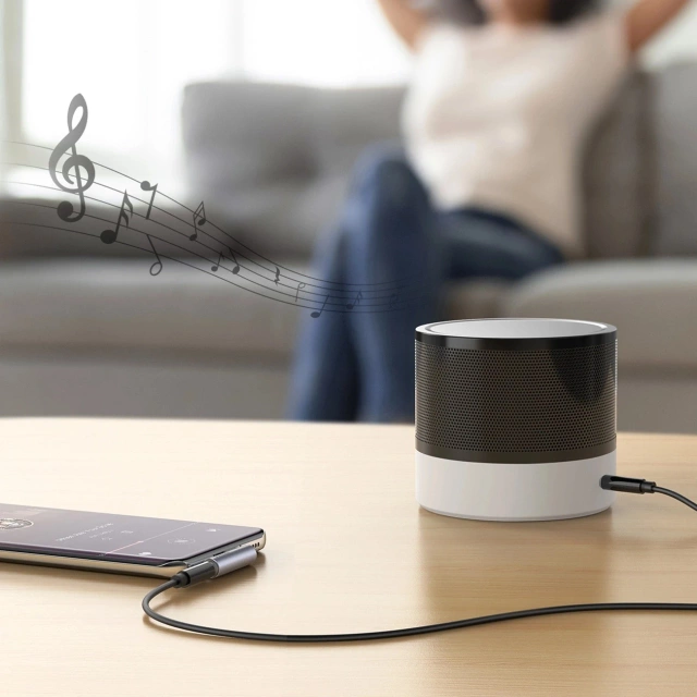 Adapter Ugreen AV154 USB-C do mini jack 3.5 mm Audio 90° Szary