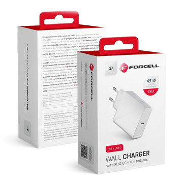 Forcell Wandladegerät mit USB-C Typ C 3A 45W PD QC 4.0 Stecker Weiß