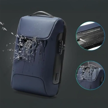 Bange Wasserdichter Diebstahlsicherer Rucksack für 15,6"-Laptops, ideal für Stadtreisen, 48 x 30 x 16 cm, für Arbeit und Flugreisen, für Damen und Herren, mit USB-Anschluss und Zahlenschloss, Marineblau