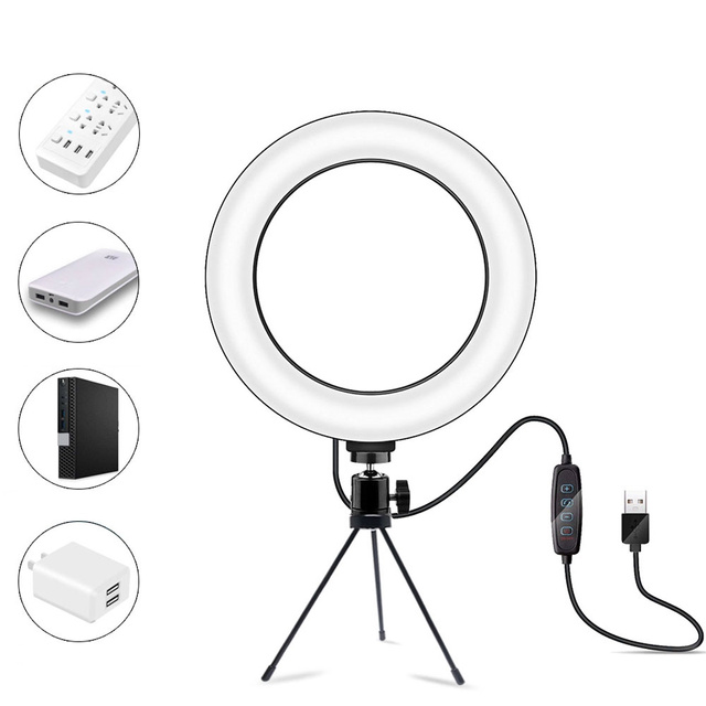 Lampa pierścieniowa LED Ring Lamp 16cm mini Stojak Statyw Tripod Oświetlenie do zdjęć makijażu Selfie