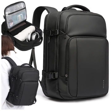 Bange wasserdichter Rucksack für 15,6-Zoll-Laptop, Stadtreisender, 45 x 30 x 16 cm, für Arbeit, Flugzeug, Herren, Damen, mit USB-Anschluss Schwarz