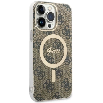 Guess GUHMP14XH4STW Handyhülle für Apple iPhone 14 Pro Max 6,7" braun/braun Hardcase 4G MagSafe