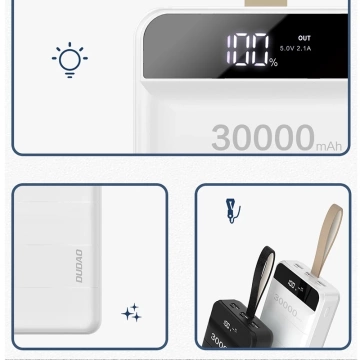 Dudao Powerbank 30000 mAh 3x USB mit LED-Lampe weiß (K8s weiß)