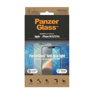 Szkło PanzerGlass Ultra-Wide Fit do iPhone 14 / 13 Pro / 13 / 16e 6,1" Screen Protection Antibacterial Easy Aligner Included Anti-blue light 2791