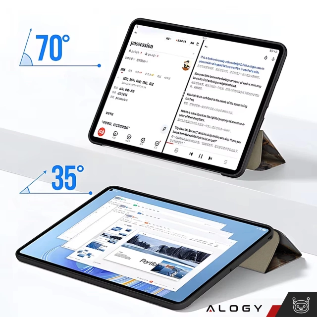 Etui + Szkło do Apple iPad 10.9" gen 10 2022 / iPad 11" gen 11 2025 obudowa na tablet Alogy Book Case Cloudy Marble Marmur