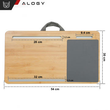 Laptop-Tischständer, Telefonhalter, Tablet, Alogy Bambus-Mauspad, Kniepolster fürs Bett