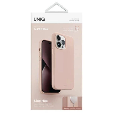 UNIQ Lino Hue Hülle für iPhone 14 Pro Max 6.7" Magclick Charging pink/blush pink