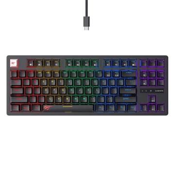 Havit KB892L Kabelgebundene RGB-Gaming-Tastatur, 87 Tasten, Schwarz