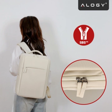 Alogy UrbanPack Pro™ Business-Rucksack für 15-16"-Laptops – Wasserdicht, stoßfest, mit Flaschenfach und Gepäckgurt – Beige