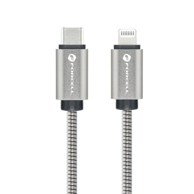 Kabel USB-C do Lightning 27W 1m Forcell Stalowy PD iPhone iPad