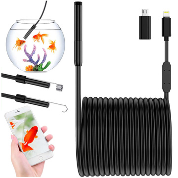 Alogy Duo Cam 1920 Full HD Endoskop-Inspektionskamera Lightning Endoskop für iPhone, USB-C, Micro-USB 3m 8mm schwarz