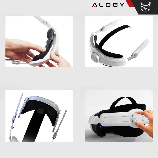 Regulowana Opaska Pasek wymienny do Meta Quest 3 Alogy Elite Strap Biały + Silikonowa nakładka na twarz