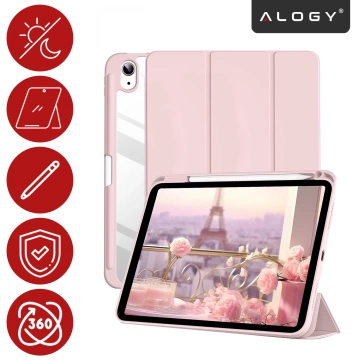 Etui Ochronne do Apple iPad 10.9" 10 Gen 2022 / iPad 11" A16 11 Gen 2025 Hybrydowe z Miejscem na Rysik, Składana Okładka z Funkcją Podstawki 2w1, Alogy HybridBook™ Case – Różowe