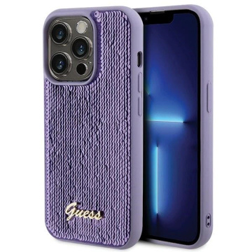Etui Guess GUHCP15XPSFDGSU für iPhone 15 Pro Max 6,7" fioletowy/lila Hardcase Pailletten Script Metal