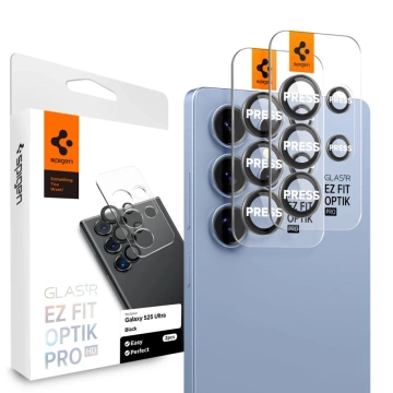 Kameraschutz für Samsung Galaxy S25 Ultra Schwarz Spigen Optik Pro HD Glas.TR "EZ Fit" Kameraschutz 2er-Pack