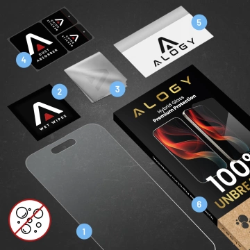 „BRAPPROOF“-Glas für Apple iPhone 16 Hybrid: Alogy Flexi Full Glass 9H, flach für den gesamten Bildschirm