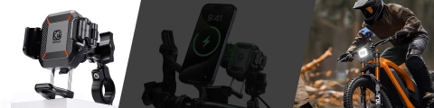 KEWIG M11B Motorradhalterung für Telefon mit QC 3.0 15W Qi-Ladegerät Schwarz