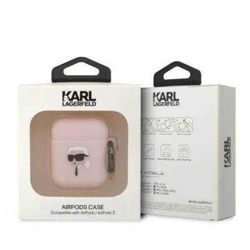 Etui ochronne na słuchawki Karl Lagerfeld KLA2RUNIKP do Apple AirPods 1/2 cover różowy/pink Silicone Karl Head 3D