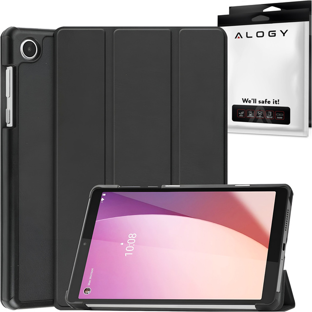 Etui do Lenovo Tab M8 4gen TB300XU TB300FU Book Cover Case obudowa futerał Alogy Czarne + Szkło