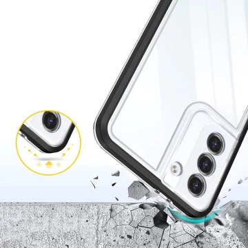 Klare 3in1 Hülle für Samsung Galaxy S21 5G (S21 Plus 5G) Rahmen Gel Cover Schwarz