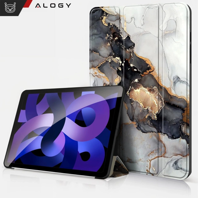 Etui + Szkło do Apple iPad 10.9" gen 10 2022 / iPad 11" gen 11 2025 obudowa na tablet Alogy Book Case Cloudy Marble Marmur