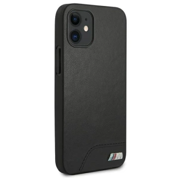 BMW BMHCP12SMHOLBK Phone Case für Apple iPhone 12 Mini 5.4" schwarz/schwarz Hardcase M Collection Smooth PU