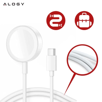 Alogy magnetisches QI induktives Ladekabel für Apple Watch USB-C Typ C 100cm 1M Weiß