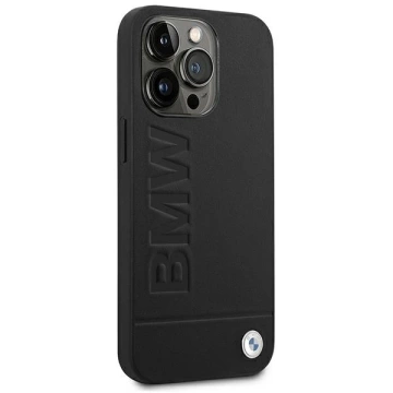 Hülle BMW BMHCP14LSLLBK für iPhone 14 Pro 6.1" Leather Stamp