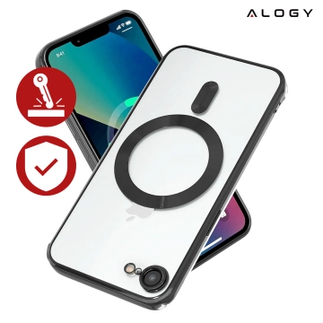 Apple iPhone 16e Alogy LuxeShield™️ Glamour Luxury Ring MagSafe Hülle mit Kameraabdeckung, Schwarz