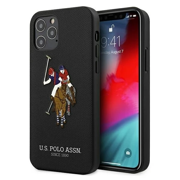 US Polo USHCP12LPUGFLBK Handyhülle für Apple iPhone 12 Pro Max schwarz/schwarz Polo Embroidery Collection