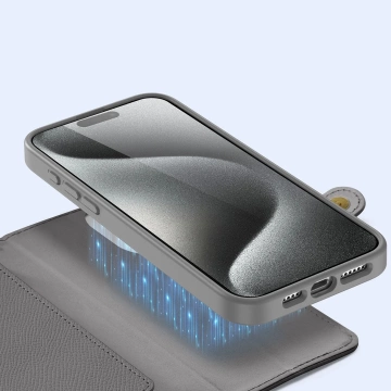 Dux Ducis Lawa Lederhülle für iPhone 15 Pro Max mit MagSafe - Grau