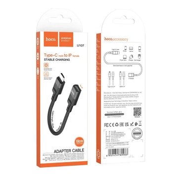 HOCO OTG-Adapter Typ C (männlich) auf Lightning (weiblich) 3A U107 0,1M Schwarz