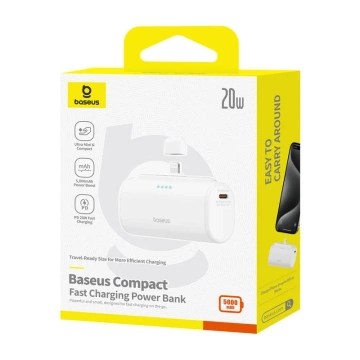 Baseus Compact IP Powerbank 5000 mAh 20 W Lightning USB-C Weiß