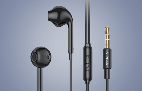 Słuchawki douszne przewodowe Vipfan M15, jack 3.5mm, 1m (czarne)